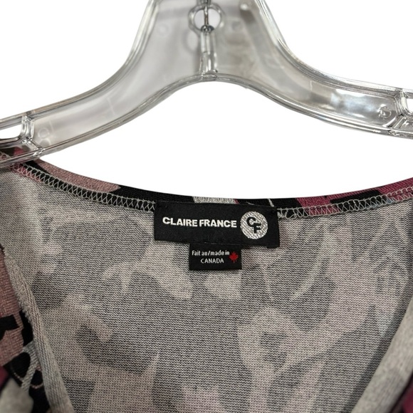 Claire France, Plus Size Floral Cowl Neck Top, 1X, Pink, Black, Silver - Picture 4 of 9